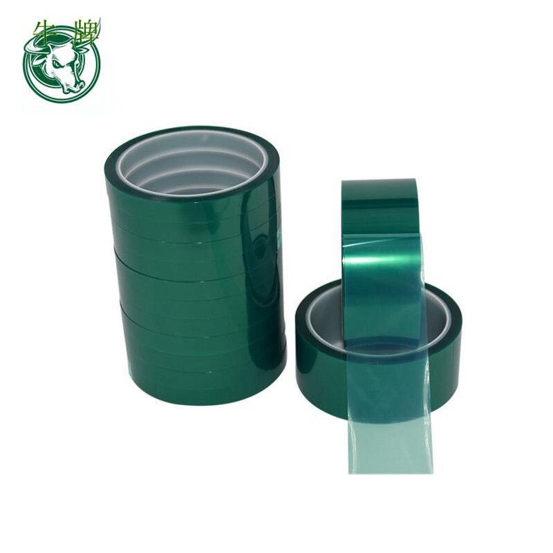 specificatie op maat gemaakte groene kleur PET-film siliconen lijmtape Afplakband